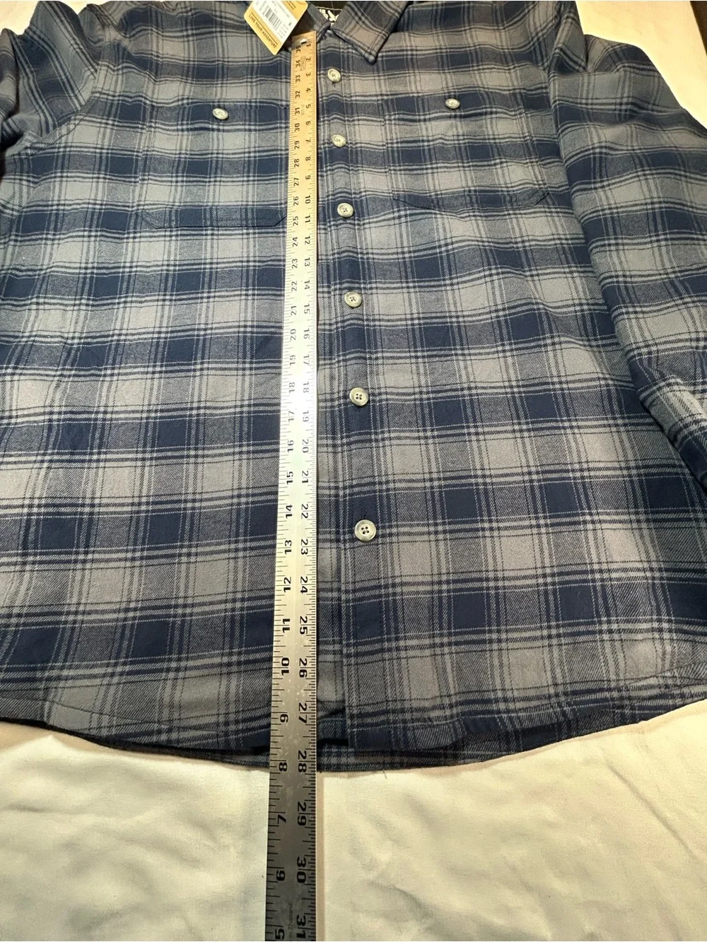 Eddie Bauer Blue and Gray Plaid Lightweight Shirt Jacket